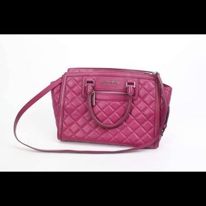 Michael Kors Magenta Quilted Leather Selma
